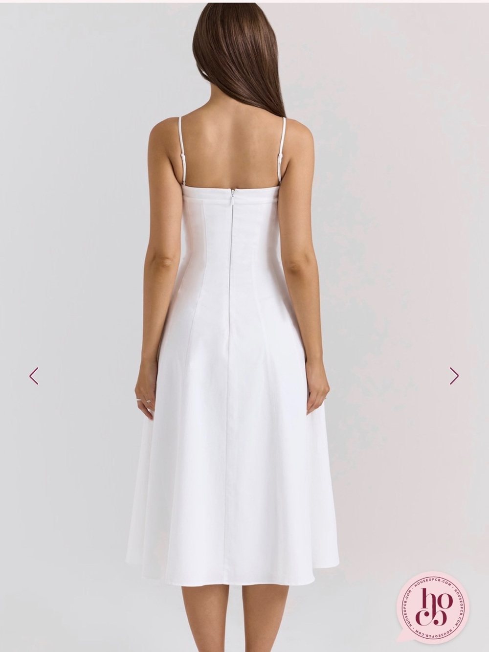 House of CB ‘Dolly’ White Stretch Cotton A-Line Midi Sundress - Picture 3 of 8